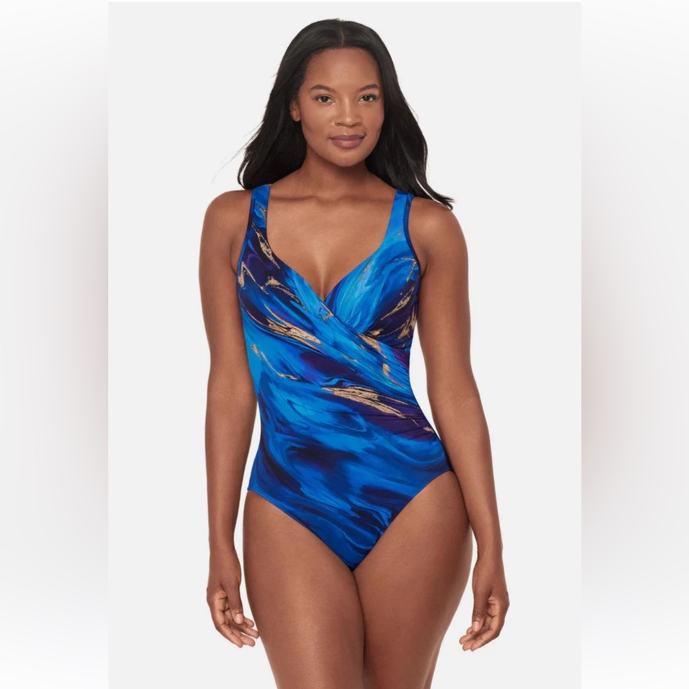 Miraclesuit Animal Magnetism Temptress Wrap One Piece Bathing suit Size 12